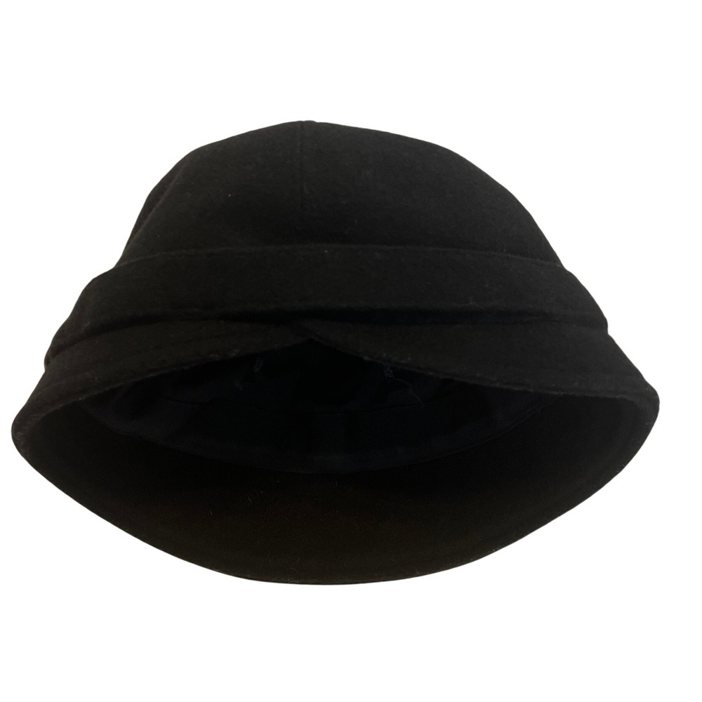 Mucros Weavers Flapper Hat Women One Size Black Wool Felt Made in Ireland Buckle - Picture 5 of 8
